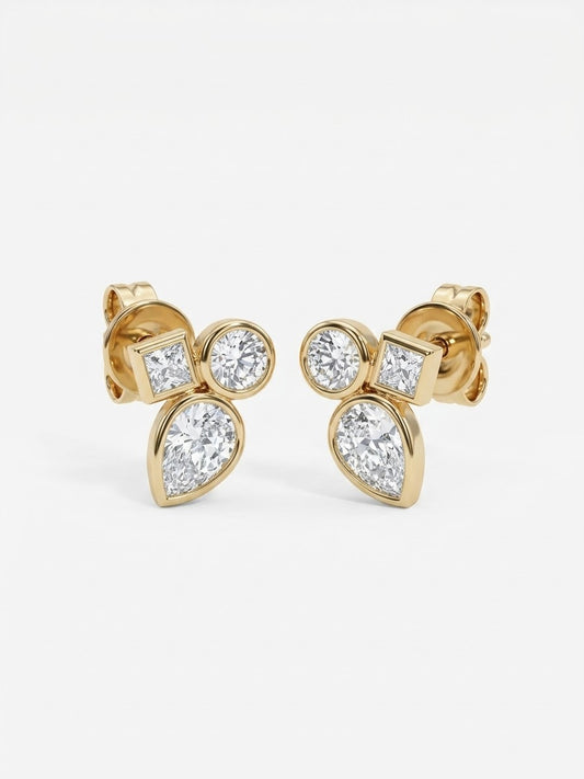 Triple shape bezel studs