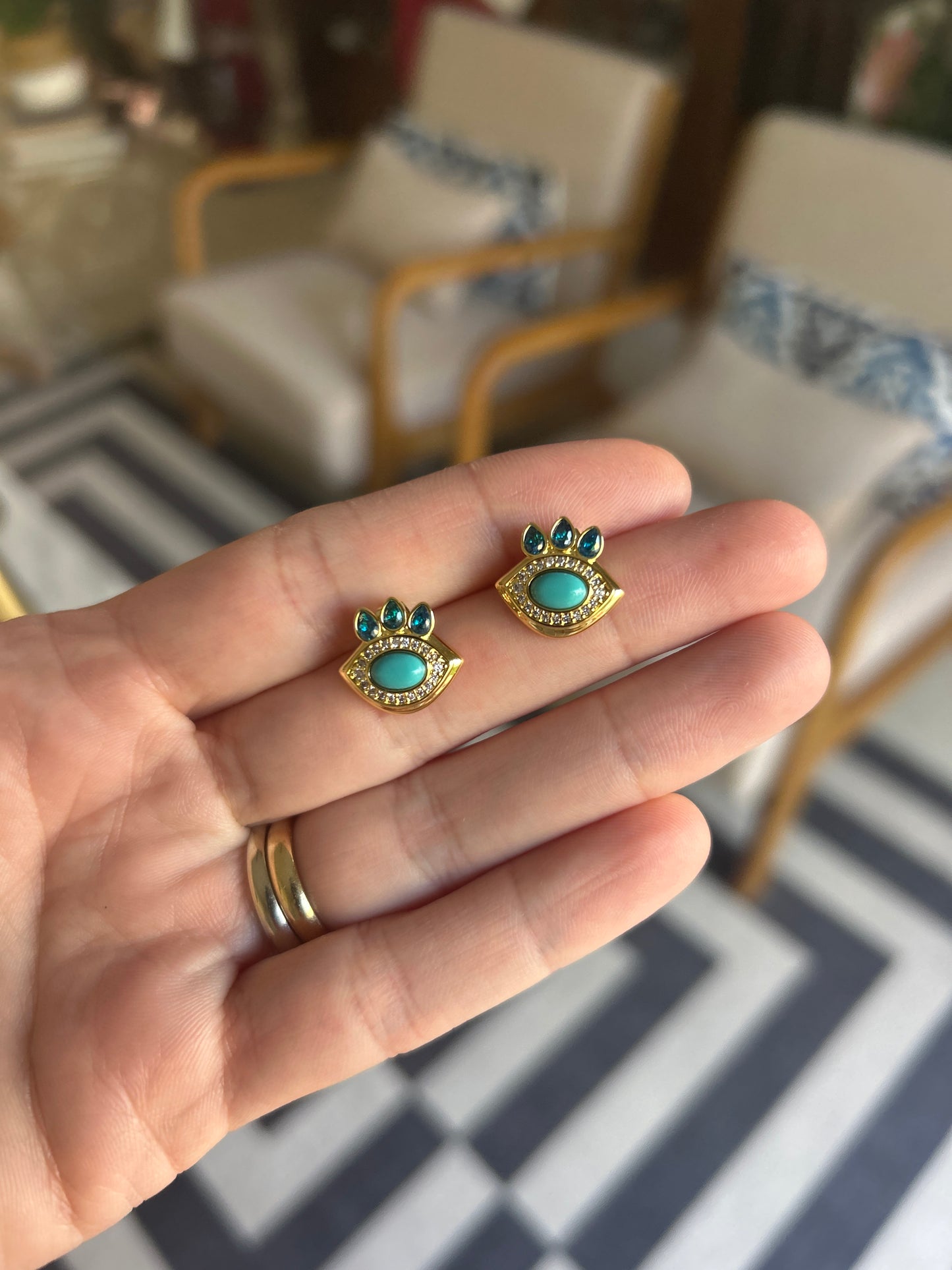 Morrocan evil eye studs