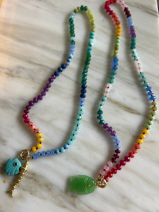 Hand knotted long necklace