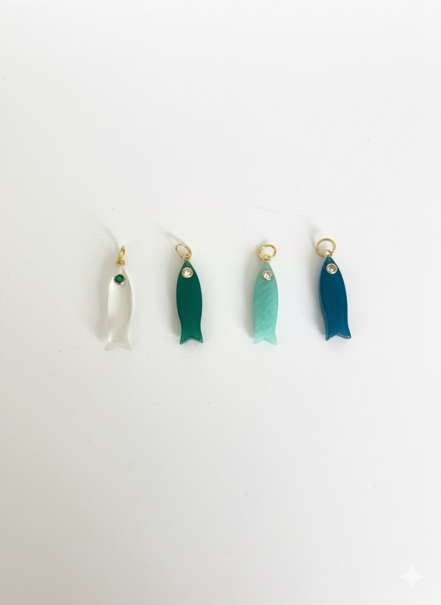 Stone sardines charms