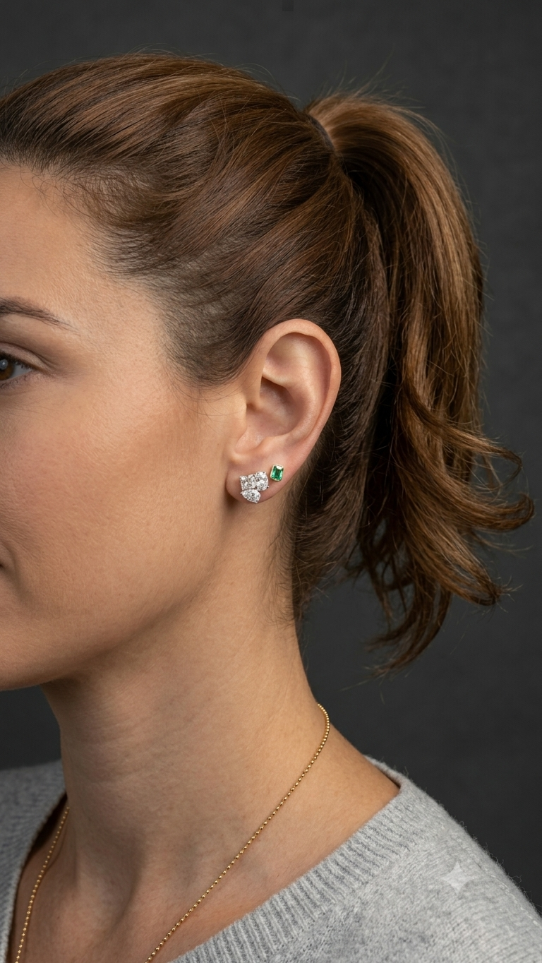 Triple cz stone studs