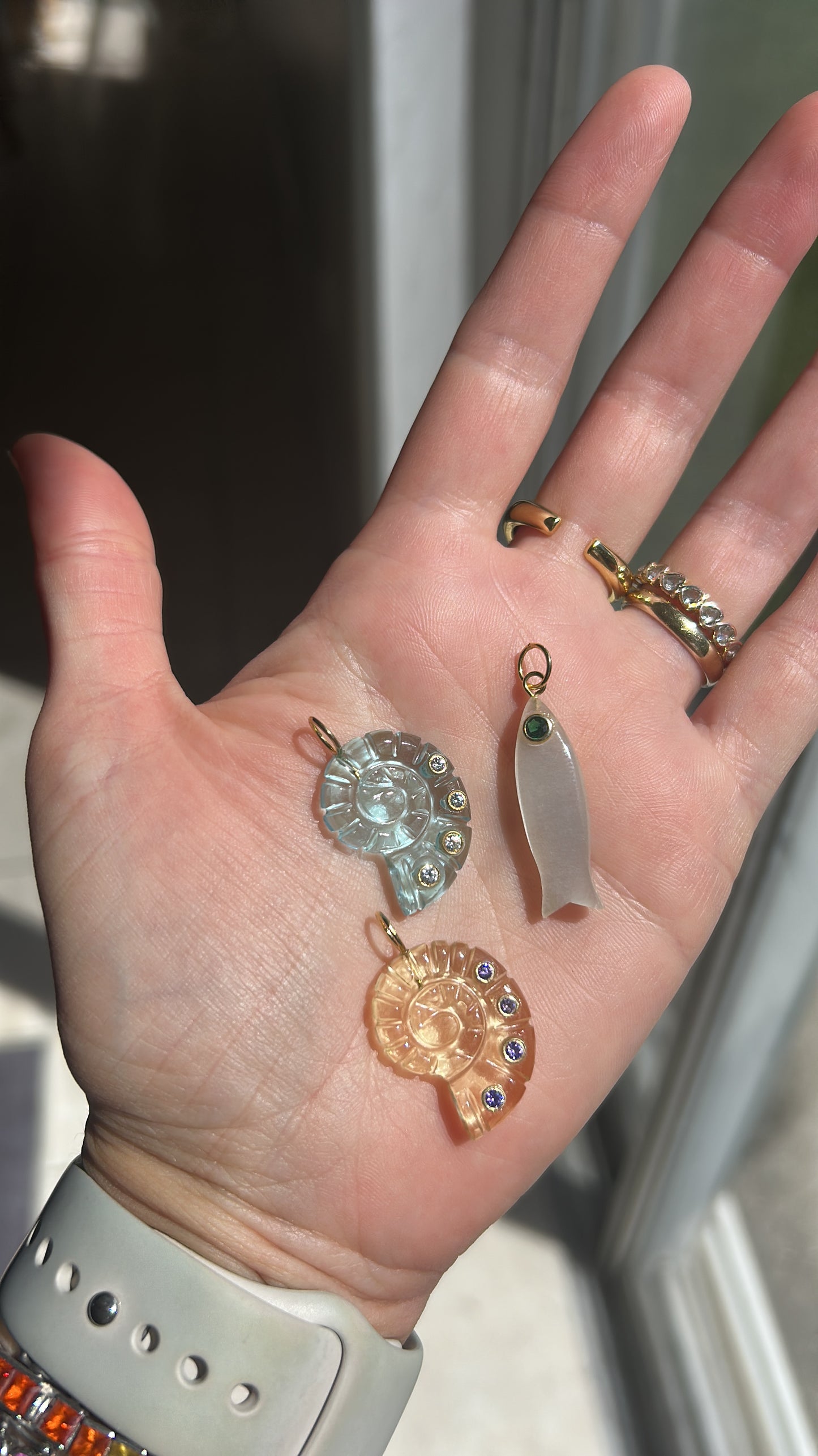 Stone sardines charms