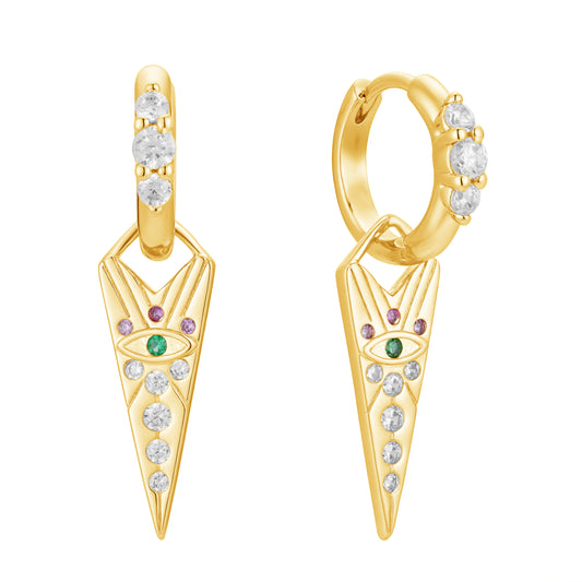 Spikes evil eye hoops