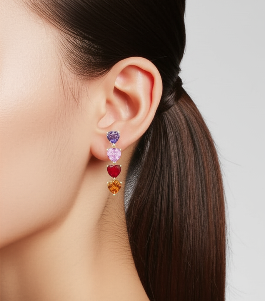The Heart Rainbow Earrings.