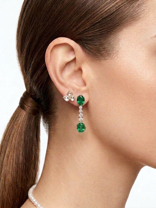 Emerald tennis earrings