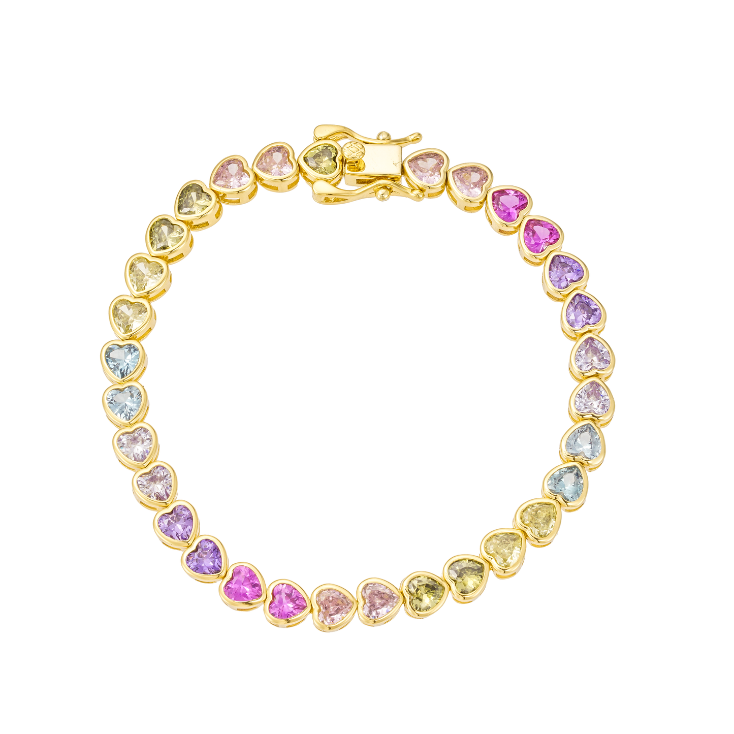 Pastel heart tennis bracelet