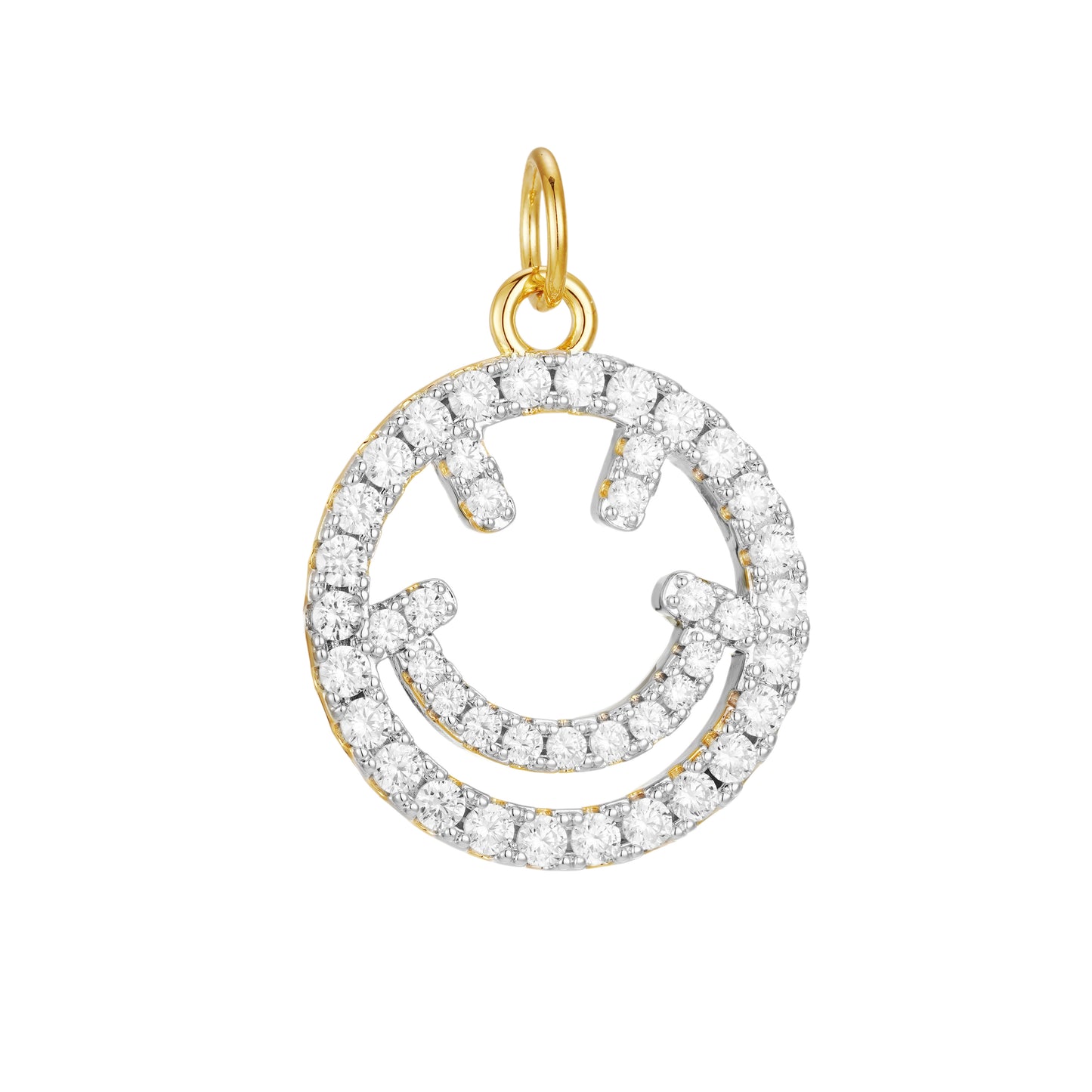 Two tone cz happy face