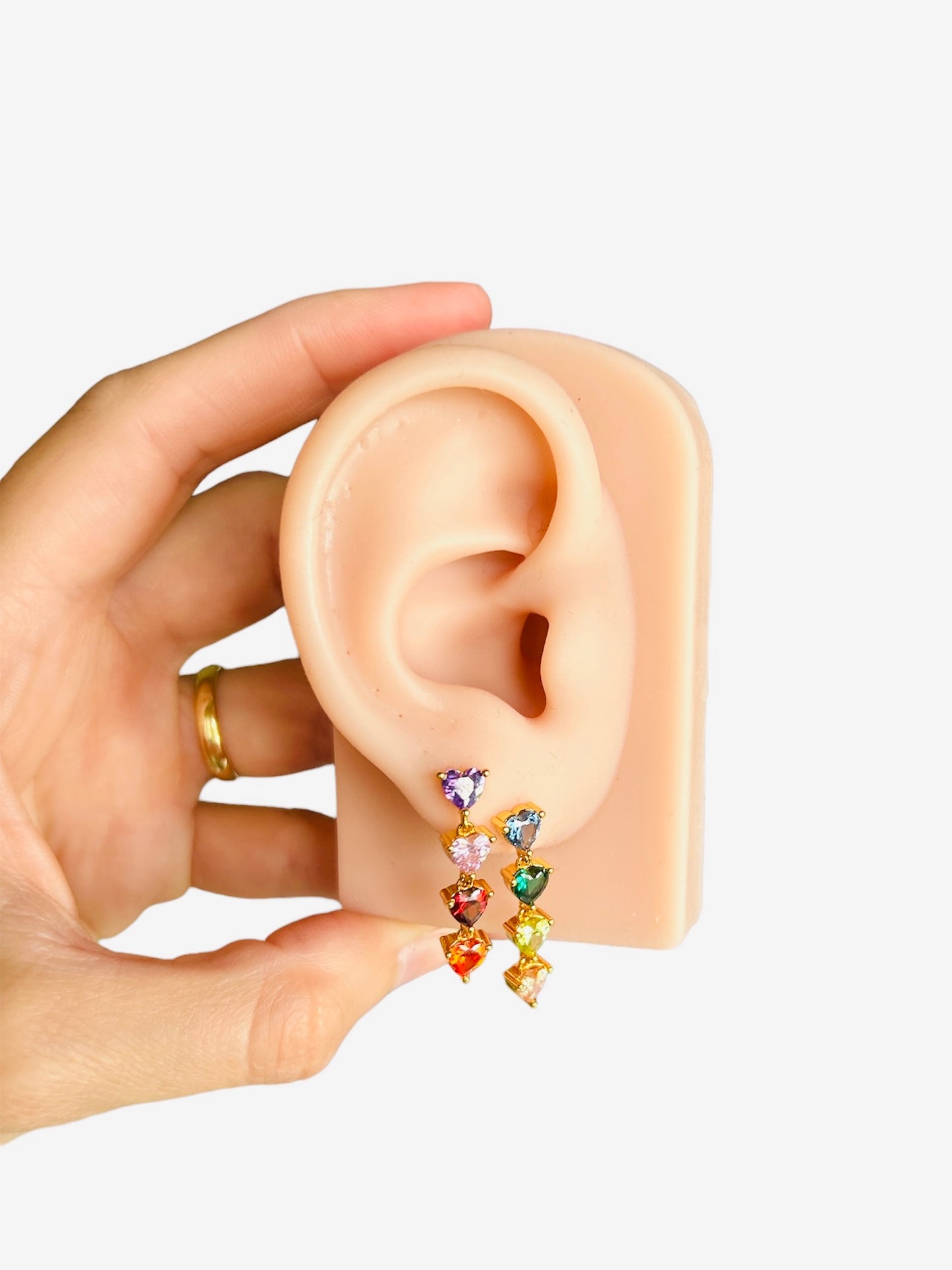 The Heart Rainbow Earrings.
